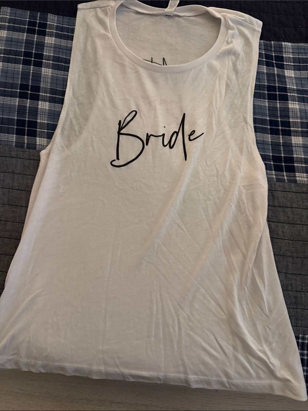 Bella Canvas White Tank Top with Black "Bride" Script